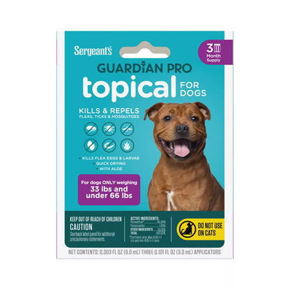 Sergeant'S Guardian Pro Flea & Tick Topical Treatment for Dogs - 3Ct